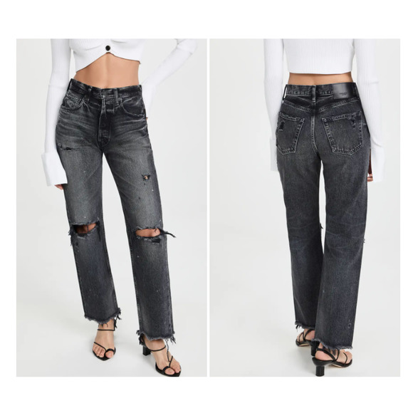 Women's Black Distressed Jeans - Picture 5 of 6